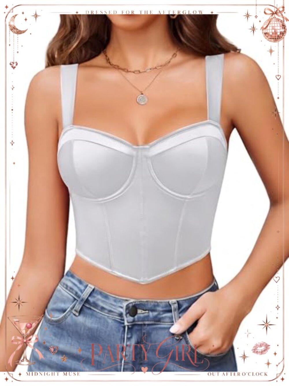 V Neck Underwire Corset Bustier Crop Top High Stretch Nylon